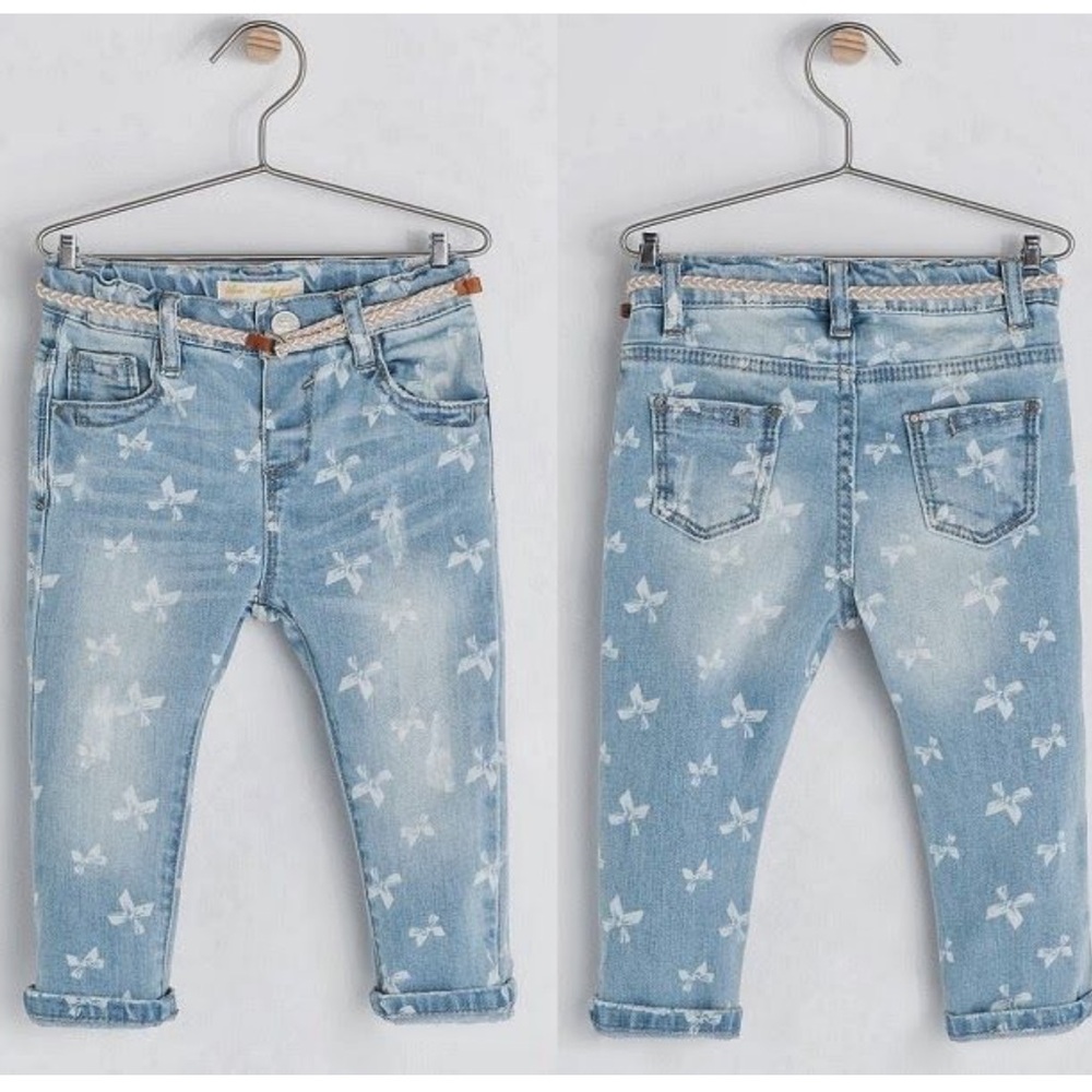 Zara Light Blue Bow Print Jeans